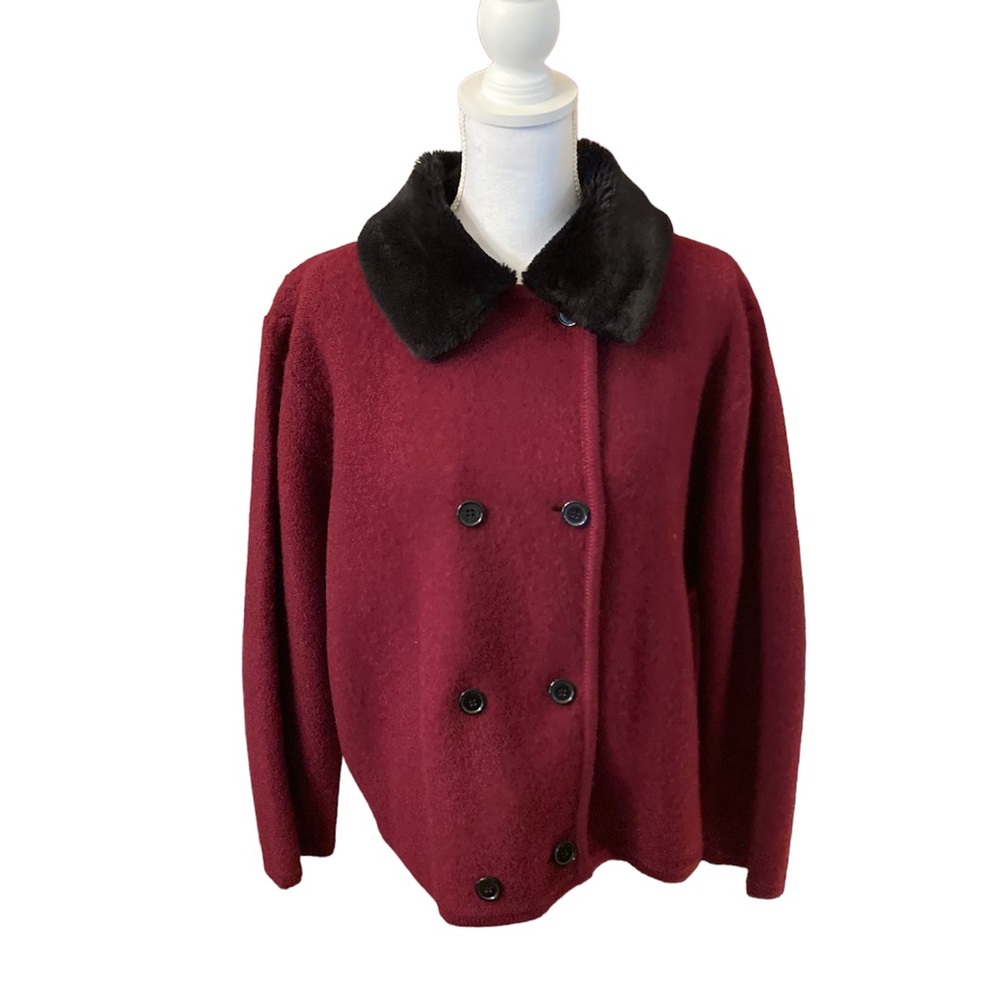 Vintage Lord & Taylor wool sweater with faux fur collar